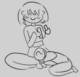Chara plays vidya as Anon lays on lap