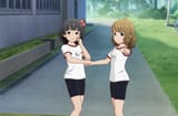 Iku and Momoko pointing at