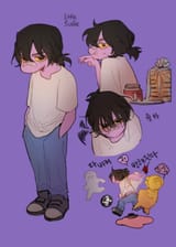 16551 - 2019 anthro ball bread brown_hair cheek_bulge child deltarune digital_media_(artwork) eating emanata english eyebrows food freckles hat head_turned impact_emanata jam jar korean looking_at_viewer monster_kid nyeong_o2 plastic_bag plate ponytai