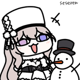 laughing snow girl and snow man