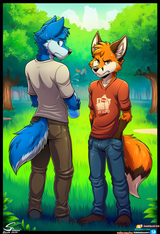 2boys, water bottle, smile, outdoors, park, grass, tree s-3886902747