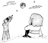 chara and anon looking at an eclipse