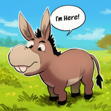 cartoon, outdoors, donkey, feral, solo, text_ I&#039;m here! s-4038873394