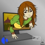 chara emerges from the monitor (goopster says hi)