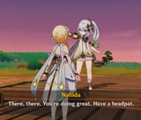 nahida gives a headpat