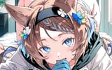 aroma licking her gloves