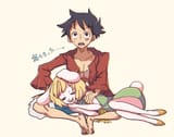 on luffy&#039;s lap