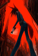woman, red fox ears, red fox tail, dark brown hair, thin, {scrawny}, tall, secur s-505303128
