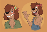 A goofy looking cartoon animal laughing, 1boy, solo, laughing, furry, buck teeth s-35245989