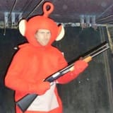 Tinkie Winkie with a rifle
