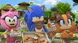 Amy-Sonic-and-Sticks-eating-Pizza