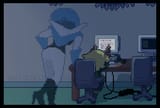 Noelle sleeping at computer