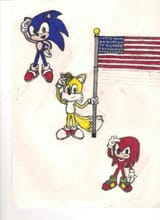 Sonic Tails and Knuckles Saluting