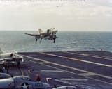 F-4B of VF-14 &#039;Top Hatters&#039; landing on USS John F. Kennedy (CVA-67), 9 Dec 1968