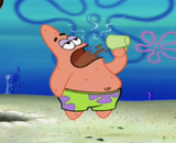 patrick star drinking coffee