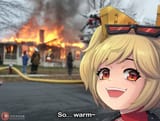 safebooru.org 5616834 2girls 3others artist_name blonde_hair burnice_white burning burning_building