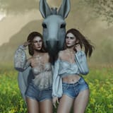 2girls1donkey