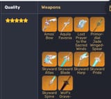 standard weapons