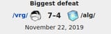 alg biggest defeat