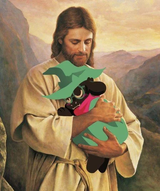 Jesus Christ of Nazareth hugging Ralsei of Castle Town