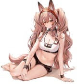 yande.re 1015402 sample angelina_(arknights) animal_ears arknights bra cleavage garter ru_zhai tail