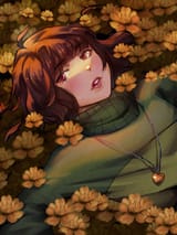 Beautiful chara resting on flowers
