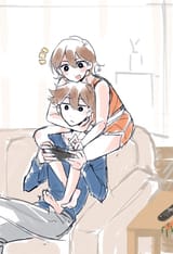 Hero gaming with his sister