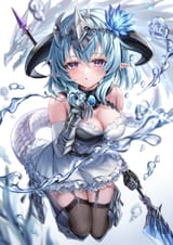 yande.re 1094140 sample akami770 armor heels horns pointy_ears shadowverse stockings tail thighhighs weapon whitefrost_dragonewt_filene
