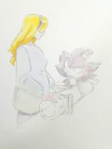 Heavensadi - 1932260711851606336 - I made this sketch with watercolors this morning, I was bored.Anyway, these two are pretty cute together💙❤️#Shadria - 1