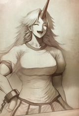 1girl, {{{sketch}}}, drawing, shading, large breasts, toned female, drawing, tou s-2999849270