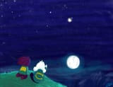 chara and asriel looking at the moon