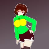 chara puts a hand on her ass and leans her hips