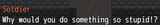 Soldier is confused by levels of stupidity