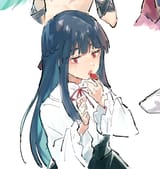 yukimi eating a strawberry