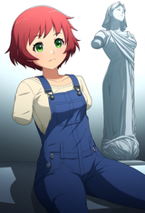 1girl, tezuka rin, katawa shoujo, dark green eyes, mike inel, marble sculpture, s-1746789719