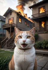 smug evil pyro cat