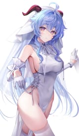yande.re 1117807 erect_nipples ganyu genshin_impact horns no_bra nopan nun rity thighhighs