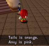 Tails is orange, Amy is pink