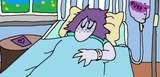 In the hospital because no purple