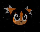 Honey head floating freely in outer space staring at you