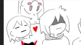 chara hanging upside down near humans