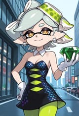 Marie holding a Chaos Emerald