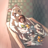 Chara and Asriel in a Bath