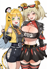 _2girls, looking at viewer, side-by-side, {{terasu mc, best quality, very aesthe s-2799774761