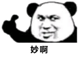 妙啊 熊猫头表情滑稽竖大拇指，配文“妙啊”尽显诙谐表情包图片gif动图 - 求表情网 斗图从此不求人!