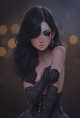 1girl, black hair, wavy hair, small breasts, petite, freckles, chest freckles, e s-1981020268