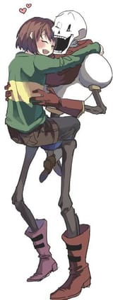 Chara hugs Papyrus