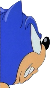 VERY ANGRY SONIC LOOKING AT UNDEFINED SOURCE OF HIS ANGER