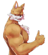 tails muscles thumbs up