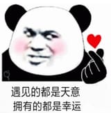 遇见的都是天意拥有的都是幸运 熊猫头表情包 配文“遇见的都是天意 拥有的都是幸运”超可爱